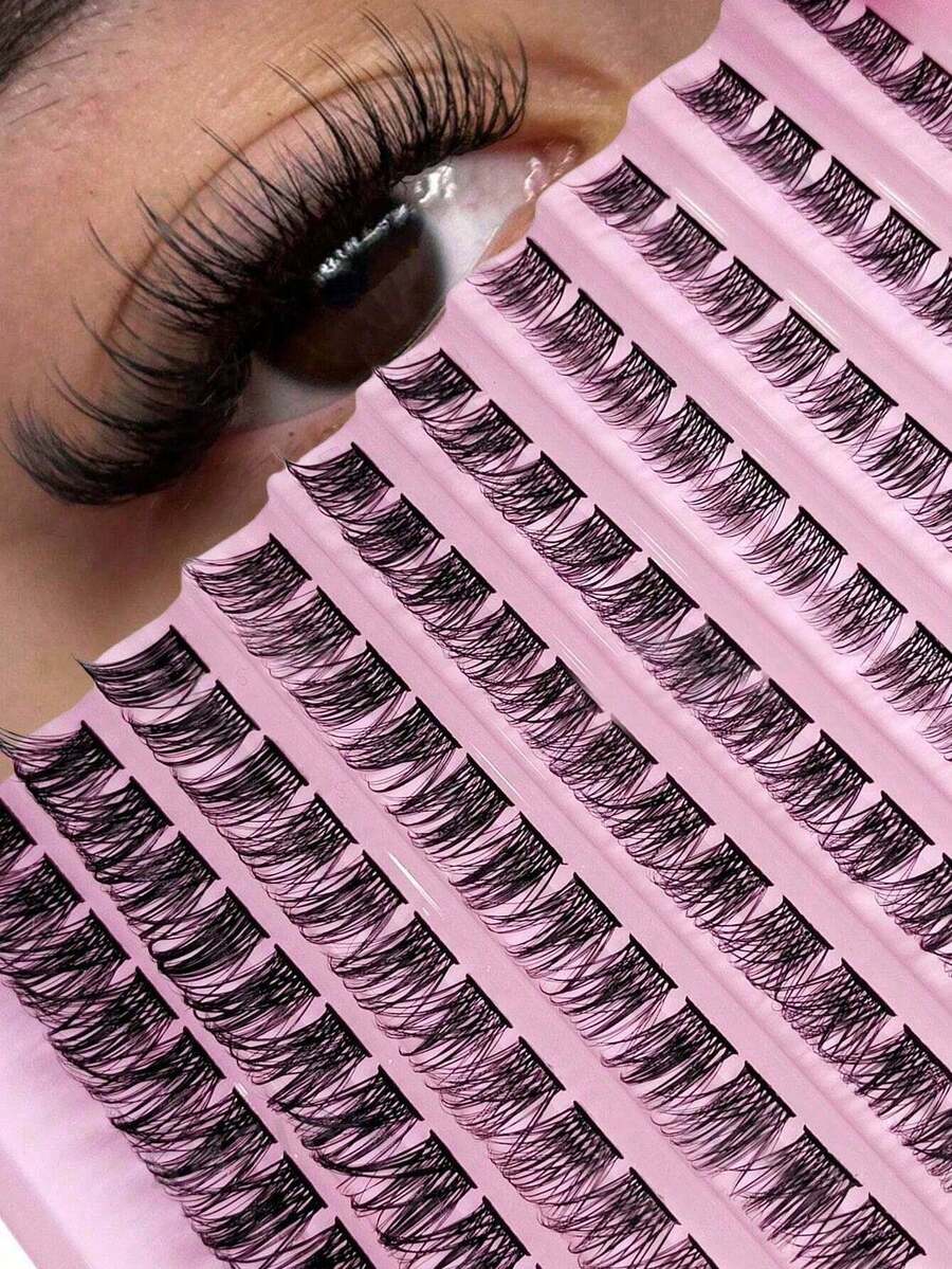 120片单根假睫毛，DIY睫毛嫁接，交叉轻盈柔软日常簇状假睫毛，细带自然假睫毛，睫毛簇，睫毛簇，单根假睫毛，睫毛，假睫毛 - D - 查看 1