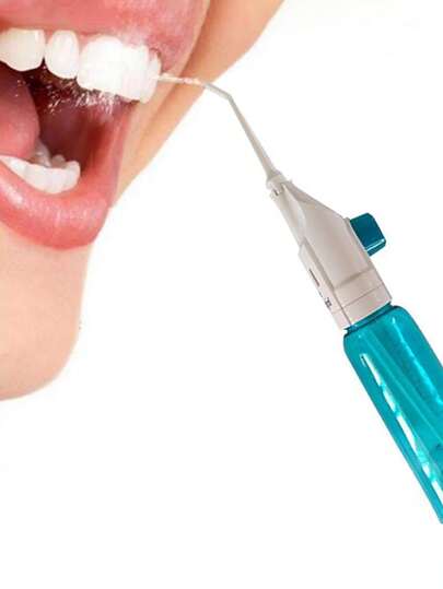 1pc Portable Oral Irrigator, 50ml Water Tank, Waterproof Teeth Cleaner With Tongue Scraper, Home Decor For Living Room, Bedroom, Bathroom, Travel Essentials, Wedding/Party/Birthday Gift For Men, Parents, Friends, New Year, Accessories, Novelty Gift, Manual Dental Flosser For Home Use