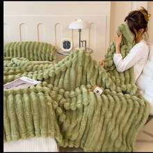180CM*200CM   Manta de Felpa de Alta Calidad – Extra Suave y Acolchada para Cama y Sofá - Verde - Ver 2