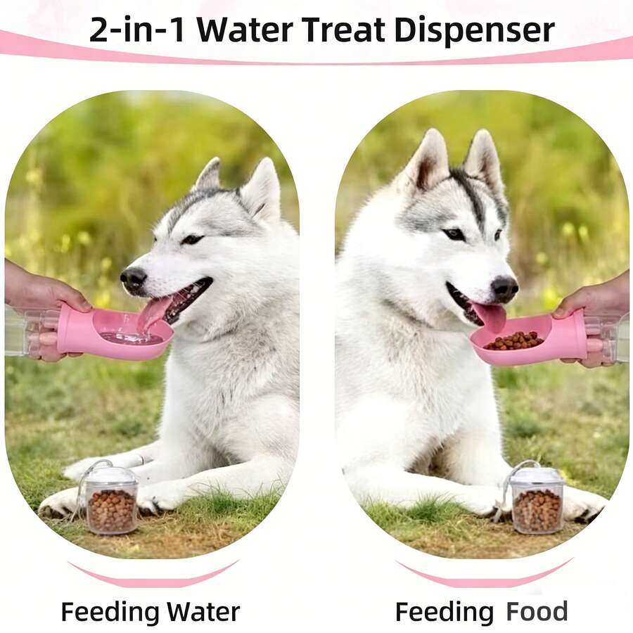 二合一宠物水碗/食碗，大容量便携式猫狗喂食器 - 彩色 - 查看 1