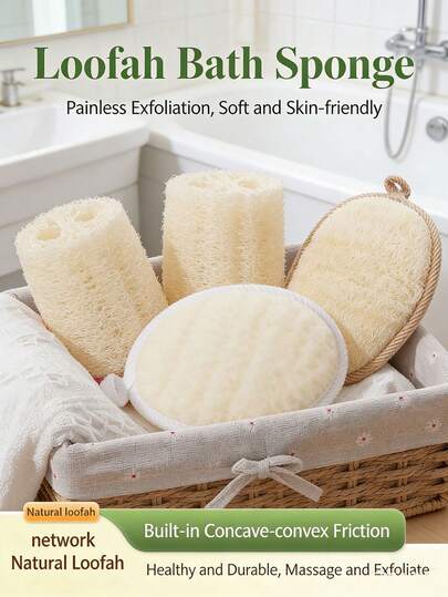 Natural Loofah Exfoliating Scrub Towel, Unisex, Removes Dead Skin, Can Replace Bath Sponge