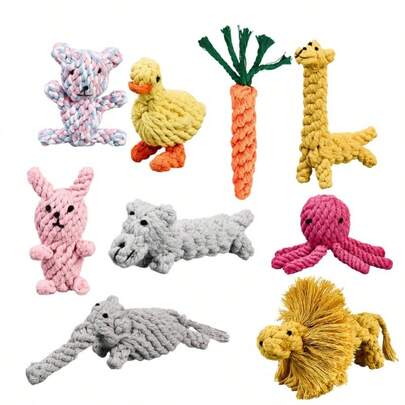 Đồ chơi dây thừng hình động vật dễ thương cho chó, đồ chơi nhai bền chắc, dùng để làm sạch răng cho thú cưng, đồ chơi tương tác cho chó con, phù hợp với chó nhỏ và vừa.