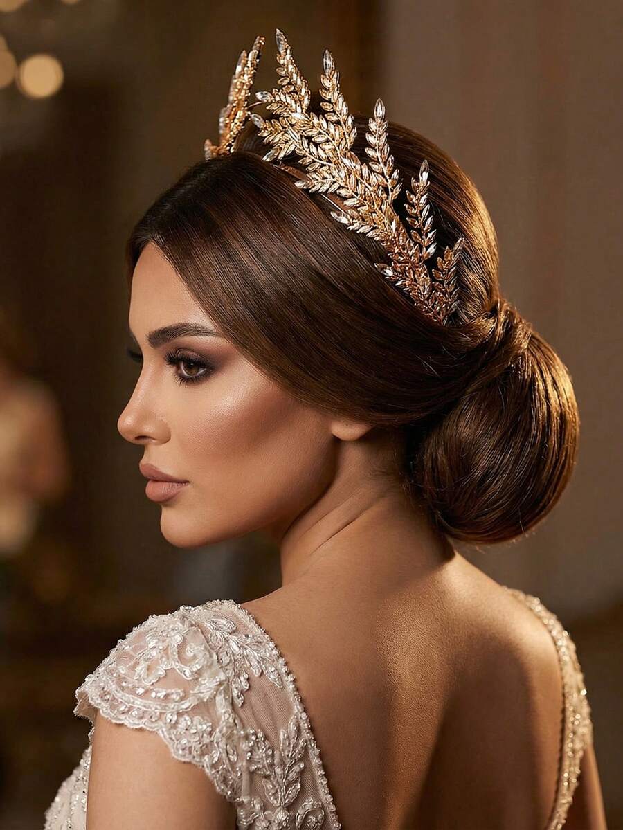 1 pezzo Fascia per capelli elegante e di lusso con decorazione a foglia di metallo, adatta per feste, celebrazioni, esibizioni, estate, spiaggia, matrimoni