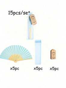 (3/15/30 chiếc) Bộ quạt xếp màu xanh nhạt trang nhã kèm thiệp cảm ơn và túi quà. Quạt cầm tay bằng tre dành cho cô dâu, hoàn hảo làm quà tặng cho phù dâu, trang trí đám cưới, tiệc tùng, sự kiện và phụ kiện mùa hè. - Nhiều màu - Xem 8