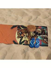 1pc Summer Leopard Design Beach Towel, Extra Large & Ultra-Soft Microfiber Beach Towel, Quick-Dry Lightweight Soft Pool Towel, Suitable For Travel, Swimming, Camping - A - View 5