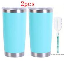 Grinkwell 2PCS 20oz 304 Stainless Steel Insulated Mugs - No Handles, No Straws, Double-Walled Vacuum Insulation, Perfect For Football Season And Holiday Gifts, A Must-Have For Match Days. - 薄荷藍 - 查看 9