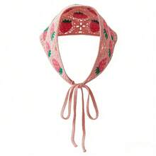 1pc Strawberry Embroidered Bandana Scarf, Cute Pastoral Style Head Wrap For Women, Suitable For Outdoor, Beach, Picnic, Travel Summer Hair Accessories Beach Hair Bands Vacay Headband - Multicolor - View 10