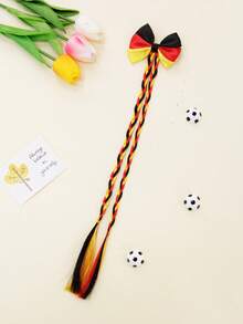 1pc High-Quality National Flag Color Braid Hair Clip, Cute & Cool Braided Hairpin For Fans, Party, Team Cheering Performance Decoration - Multicolor - View 6