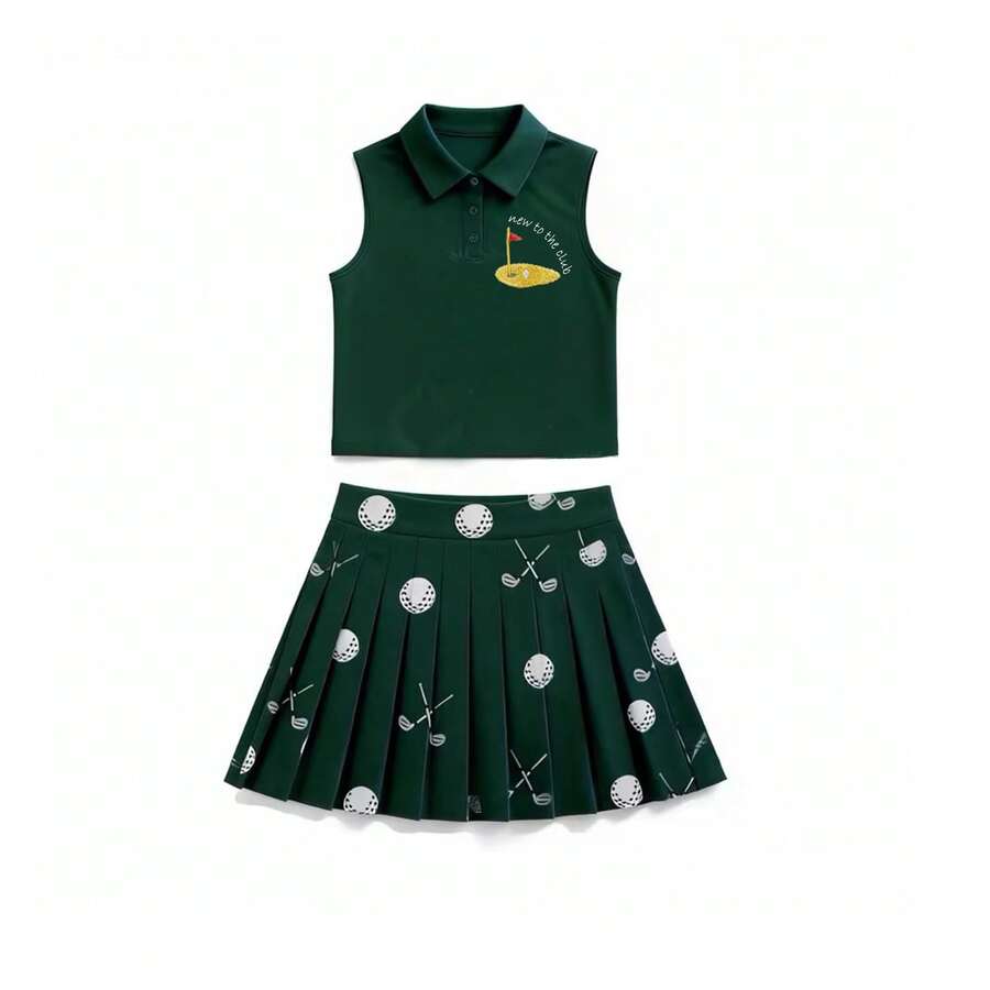 Young Girls Tank Top Co-Ords - Army Green - View 1