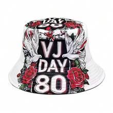 1pc European And American Style Beer Print Bucket Hat, Double-Sided Wear Small Brim Sun Hat, High-End 80s Beach Holiday Vibe - A - View 6