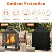 Cubierta para chimenea para exteriores 32 pulgadas de largo x 24 pulgadas de ancho x 45 pulgadas de alto para chimenea Panovue Chiminea 600D resistente al agua chimenea cuadrada para chimeneas de - como en la foto - Ver 4