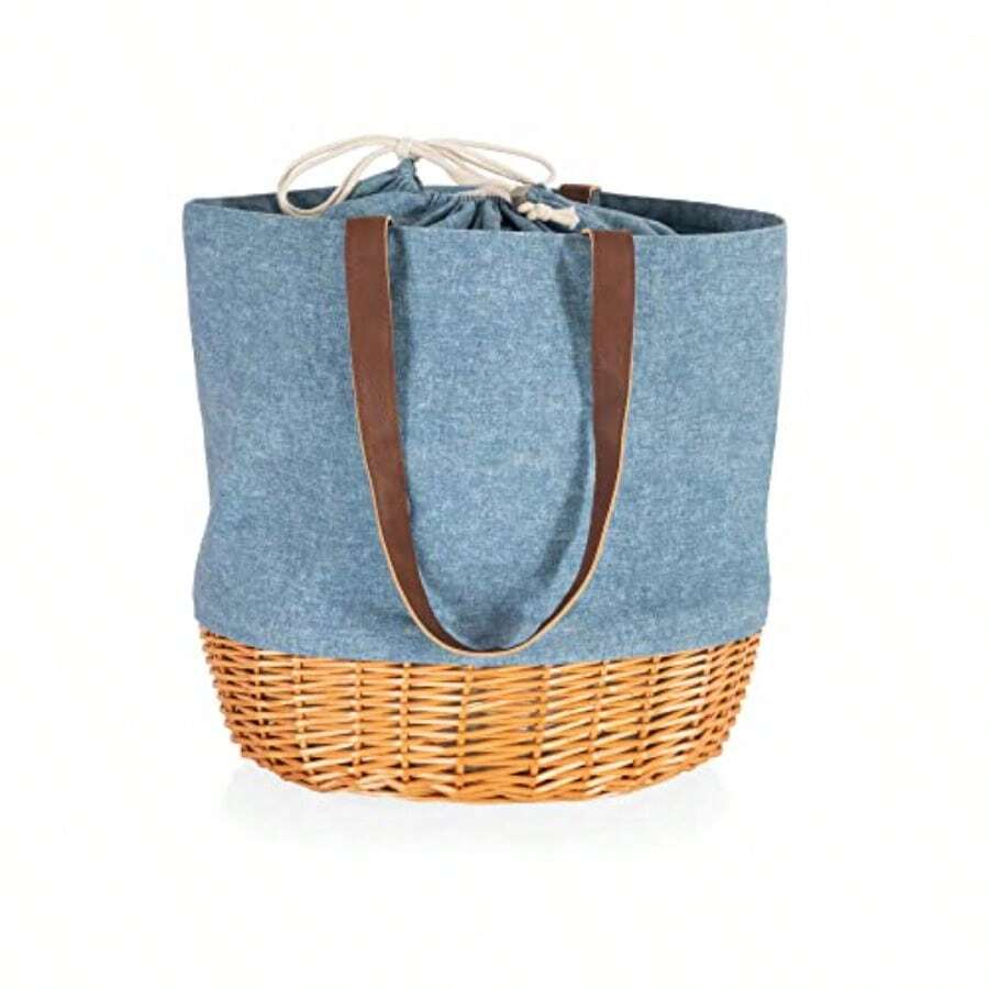 Picnic Time 203-00-138-000-0 Canastas de Lona y Sauce Coronado Chambray con Detalles Beige - Azul con Detalles Beige - Ver 1