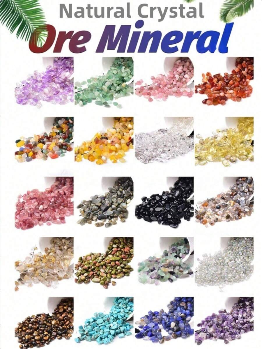 100g/3.52oz Natural Crystal Stones, Assorted Materials Pebbles, Mineral Stones, Aquarium Decor, DIY Crafts (7-9mm) - Multicolor - View 1