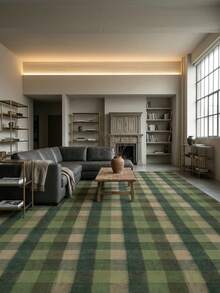 1pc Modern Simple Green Geometric Multicolor Striped Plaid Rug, Soft Faux Wool Carpet, Suitable For Bathroom, Kitchen, Entryway, Hallway, Bedside, Living Room, Bedroom, Machine Washable 100% Polyester Mat, Home Decor - Multicolor - View 2