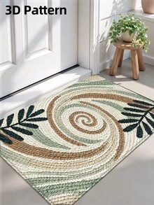 1pc 3D Pattern Doormat, Fresh Green Plant Design Wool Rug, Suitable For Bathroom, Kitchen, Outdoor, Indoor, Hallway, Bedroom, Living Room, Bedside, Machine Washable, Easy To Clean, Non-Slip Bottom, Suitable For Bedroom Winter Decor, Valentine's Day Holiday Decor, Bathroom Accessory Essential, Room Decor Set, Outdoor Decorative Carpet Mat - Multicolor - View 3