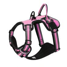 Arnés reflectante ajustable para perro, chaleco de entrenamiento deportivo para exteriores anti-tirón, suministros para mascotas - Rosa Fucsia - Ver 4