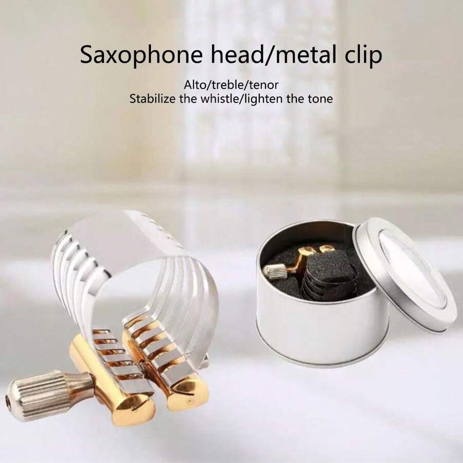 Accesorio de clip de boquilla de metal de saxofón alto/clarinete con tornillo fijo - Multicolor - Ver 1