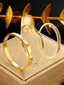 RAYQUEEN Stainless Steel Fashion Versatile Bracelet Jewelry Set, Suitable For Holidays, Gifts, And Daily Wear - Yellow Gold - View 9