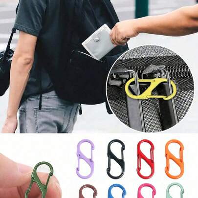 1/5/10件装背包拉链锁套装，男女通用防盗拉链拉片，带2个弹簧夹，适用于行李箱、手提包、钥匙、钱包和其他DIY配件，旅行必备，多功能S型挂钩，适用于旅行、露营、户外活动、海滩、暑假、返校季、旅行配件、旅行必需品、假期学习用品、返校用品