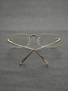 1 Pair Men's Frameless Rectangular Glasses, Modern Minimalist Fashion Eyewear With Clear Lenses, Suitable For Daily Wear, Street Style, Office, Business Casual & Everyday Use - Multicolor - View 8