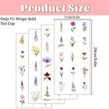 4pcs Rub On UV Dtf Transfer Stickers, With Realistic Floral Design Plastic Decals For 16oz Glass, High-Quality DIY Crafts Pack For Tumblers & Drinkware Single Use Plastic Quotes Suitable For Home Decor, Crafts - Multicolor - View 11