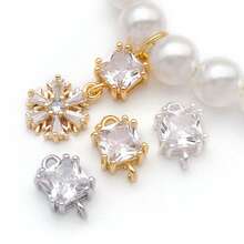 2pcs Brass Square Charms Cubic Zirconia Square Dangle Charm Real 18K Gold Plated Charms With Jump Rings Connecter Charms For DIY Necklace Bracelet Jewelry Making - Multicolor - View 7