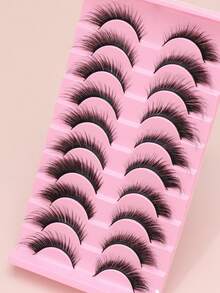 Ayrmilla 10 Pairs New Fox/Cat Eye False Eyelashes, Create Charming Makeup, Natural Curly & Lengthening, Sexy Lashes, Enhance Charm, Natural & Delicate, Criss-Cross Fluffy, Curled Ends, Suitable For Daily Wear & Commuting - Black - View 5