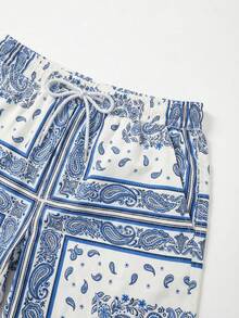 Pantalones cortos de playa casuales con estampado de anacardo, cintura con cordón y bolsillos para hombres - Multicolor - Ver 4