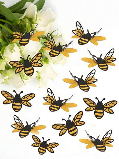12pcs/Set 3D Cartoon Bee Theme Wall Stickers, Mini 3D Bee Stickers, DIY Honeycomb Decorations, Self-Adhesive Double-Layer Bee Decor, Suitable For Home, Party, Classroom, Outdoor Decoration, Party, Home, Office, Refrigerator, Window Decoration, Honey Party Wall Decor, Handmade Crafts, Decorations, Stickers, Baby Shower, Outdoor, Home Garden
