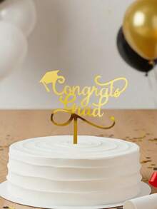 1pc Graduation Celebration Cake Topper - Congrats Graduate, Completed, Graduation Party Decor, Cupcake Topper - StyleF - View 4