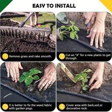 Landscape Fabric Barrier 4x10m - Permeable Ground Cover Block Fabric, UV Stabilized Polypropylene, Garden Control Mat For Flower Beds, Pathways - Black - View 6
