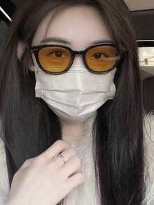 1 Pair Of Black Frame Fashion Glasses For Women With High Style, And Popular Design - Yellow - View 4