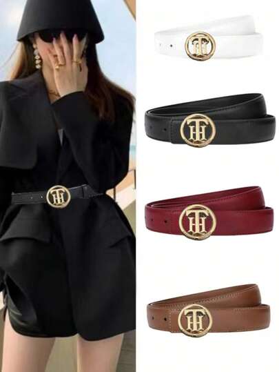 Unisex Black Wide Belt, Fashion Decorative Waist Belt For Jeans