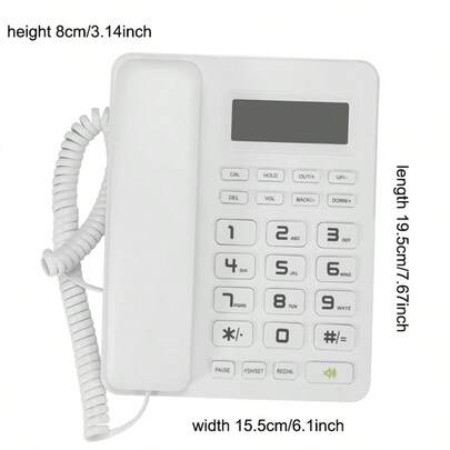 Teléfono fijo para hogar/oficina/hotel con identificador de llamadas y manos libres, con botones grandes, adecuado para personas mayores