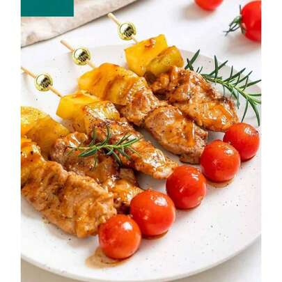Gold Pearl Decorated Bamboo Skewers, Suitable For Various Theme Parties, Appetizers, Fruit Drinks, Desserts, Breads, Cakes, Kitchen, Suitable For Restaurants, Kitchens, Theme Parties, Weddings, Christmas, Gifts