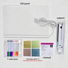 Organic Glass LED Illuminated Drawing Board With Stand, Can Be Used As Luminous Memo Board, LED Message Board Or Drawing Board. Comes With 7 Color Pens, Suitable For Office, School, Home, Back To School Season And Other Occasions. - Multicolor - View 13