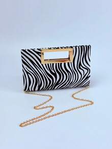 新款时尚手拿包，派对/晚宴手提包，单肩/斜挎包，高端生日礼物 - 黑與白 - 查看 2