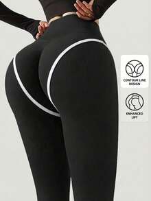 1 par de calças de moletom femininas da moda - estilo reto e folgado, adequadas para exercícios, deslocamentos diários, ioga, atividades físicas, atividades ao ar livre e uso cotidiano. - Preto - Ver 1