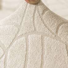 单人沙发两件套/双人沙发三件套/三人沙发四件套 防水提花大叶图案沙发坐垫套，弹性提花沙发套，家具坐垫，可机洗 - 米黃 - 查看 8