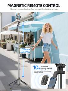 TOKQI 2026 New Retractable Selfie Stick With Tripod, 360° Rotating Phone Holder With Bluetooth Remote, Detachable Handheld Stabilizer With Fill Light, 3-In-1 Portable Stainless Steel Stabilizer Stand For Outdoor Vlogging, Travel, Video Shooting - View 7