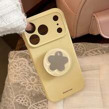 GUCADI Floral Mirror Stand Phone Case, Compatible With Apple 17, 15 Soft Case, Fit For 16 Pro Max, 12, 13, High-Quality, Spring Girl Style, Creative, Geometric, Art, Minimalist, Fresh, Niche, Ins Vibe - Lemon Yellow - View 8