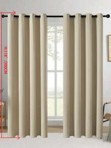 1 rèm cửa cản sáng cổ điển - Rèm cách âm và riêng tư, có khoen kim loại phía trên - Vải polyester dệt trơn độ chính xác cao, thích hợp cho phòng ngủ, cửa hiên - Rèm kiểu đồng quê không dây, phù hợp cho mọi mùa, áp dụng cho phòng ngủ và phòng khách. - Màu be - Xem 35