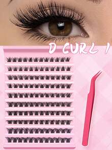 120/240 簇假睫毛，长度 8-16 毫米，自然纤细，D 卷度，浓密 DIY 假睫毛，适合淡妆/浓妆，日常使用和旅行，单根假睫毛（带镊子） - D - 查看 7