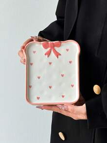 1/2/4pcs Ceramic Bow & Heart Shaped Plates, Elegant Minimalist Dessert Plates, Snack Plates, Cake Stands, Fruit Plates, Candy Dishes, Breakfast Serving Plates, Gift Tableware - Multicolor - View 14