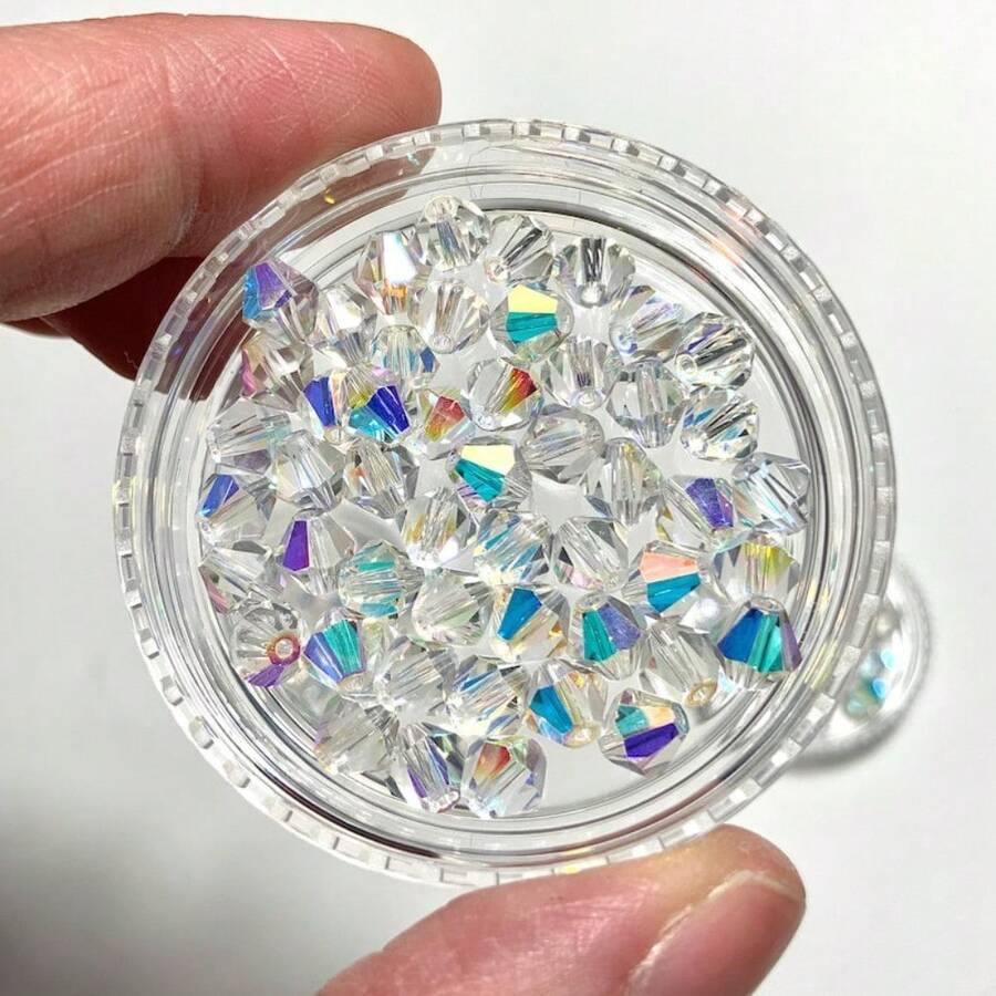 50/100/300颗闪亮透明水晶珠,3毫米菱形AB双锥形散珠,适用于婚礼首饰制作、DIY皇冠珠饰配件 - 鑽石形狀 - 查看 1