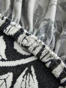 1 bộ bọc ghế sofa co giãn màu đen họa tiết lá cây, chất liệu polyester chống bụi, chống trượt, dày dặn, phong cách Bắc Âu hiện đại, phù hợp với sofa 1/2/3/4 chỗ ngồi, đặc biệt thích hợp cho trang trí sofa mùa thu/đông. Không bao gồm vỏ gối. - Đen và trắng - Xem 10