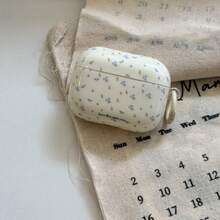 早春蓝色花卉+圆形指环 Pro 3/Pro 2/4/3/2 耳机盒，时尚女士耳机盒，简约风格 - 米白色 - 查看 4