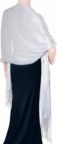 Women's Pashmina Shawls Wraps Scarf For Evening Dresses Bridal Bridesmaid Wedding Winter Large Warm Soft Silky Scarves - 銀色 - 查看 7