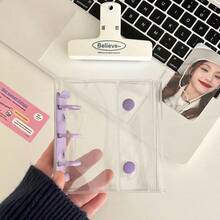 INS Double Buckle A8 Card Holder 3-Inch Single Slot Mini 3-Ring Binder Notebook, Transparent Minilist Organizer - Nhiều màu - Xem 8