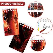 5本《怪奇物语》红色螺旋笔记本，学生便携笔记本，学习用品，返校派对礼物，款式随机 - 彩色 - 查看 4